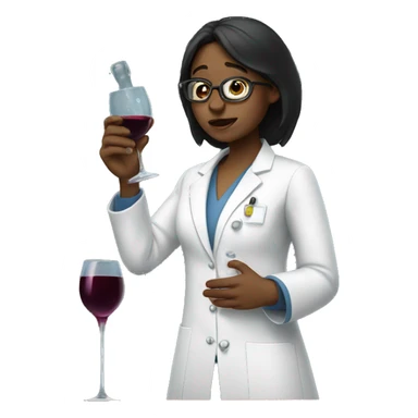 Princess crying drinking wine while wearing a lab coat and glasses sticker