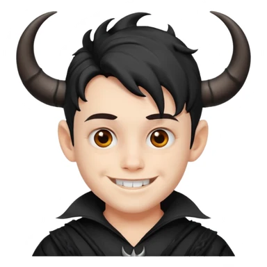Black Horns on boy halloween sticker