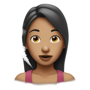 Girl blowing smoke with nose piercing sticker