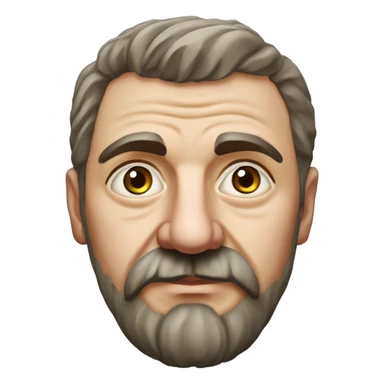 Russian writer Alexander Kuprin Photorealism A plump serious man of Slavic appearance with Small eyes with beard and mustache, with a  short haircut, big detailed face, wrinkled face sticker