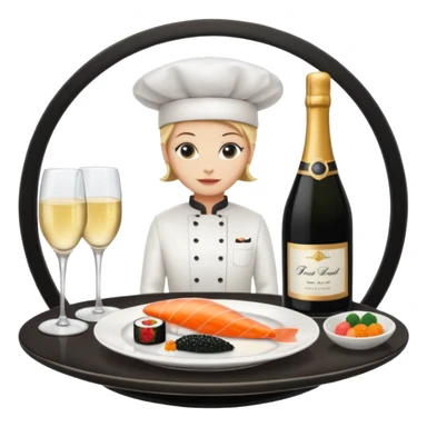 Set of 10 emojis for a luxury catering, food , wines and sparkling, chef, waiter sticker
