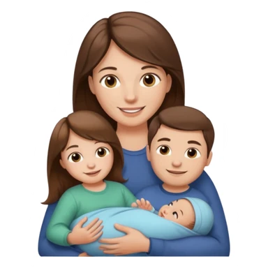 "Woman with long brown hair and fair skin holding a baby. And man with short brown hair and fair skin, without a mustache, holding a child. Smiling." sticker