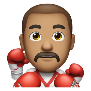 Create an emoji of a person wearing boxing gloves, with a focused and determined face. Show the spirit of a boxing champion with a belt of the champion sticker