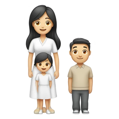 familia de cuatro papa mama hijo e hija, papá gordo cabello chino, mamá cabello güero lasio, hijo mayor cabello lasio hija menor cabello chino sticker