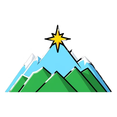simple eight-pointed star with wide points, with only a basic mountain silhouette on it sticker