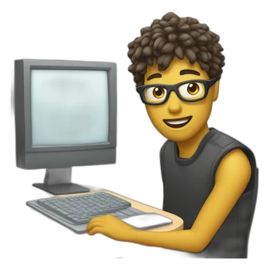 Persona usando computador sticker