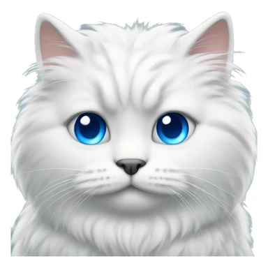 Fluffy white cat with blue sad eyes sticker