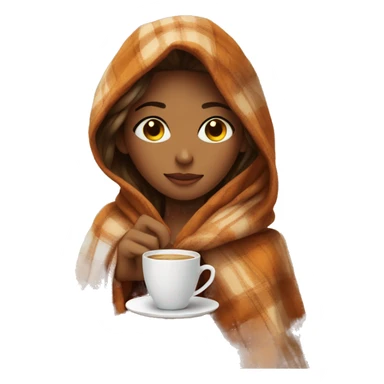 Cute girl with fall blanket and a coffee sticker