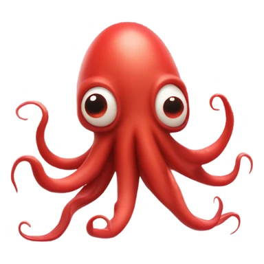 Squid rising from a red ocean sticker