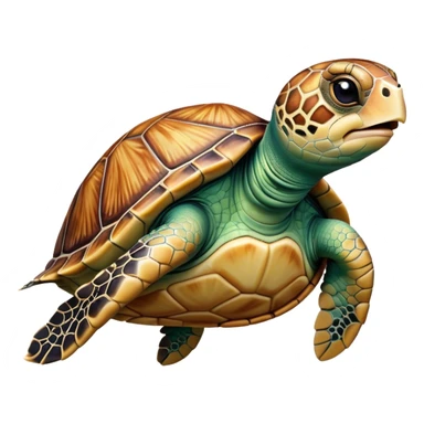 Cinematic Realistic Comical Sea Turtle Portrait Emoji, Head tilted dramatically with an exaggeratedly amused expression, featuring a robust, intricately patterned shell and wide, expressive eyes filled with playful disbelief, rendered with vibrant, lifelike detail and natural coastal light; high shine, dramatic yet playful, styled with an air of cheeky marine mischief, soft glowing outline, capturing the essence of a spirited and over‐the‐top sea turtle that looks ready to bob its way into viral fame! sticker