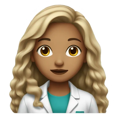 Light skin young girl with long hair working in a pharmacy sticker