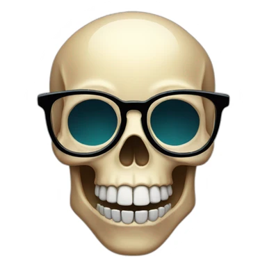 skull with glasses and pointer finger pointing up like a nerd sticker