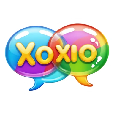 Text glass colorful message bubble with the word “xoxo  sticker