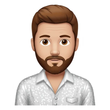 Justin Jeffre (b.1973) from 98 Degrees with brown hair and beard beard, white sequin outfit sticker