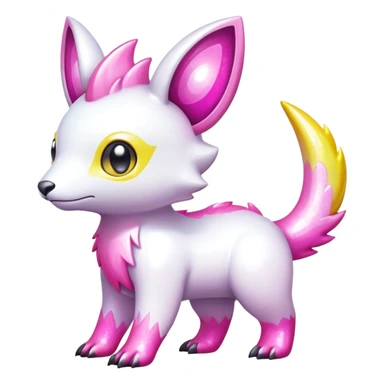 Shiny epic glittery white yellow pink animal-fakemon-creature sticker