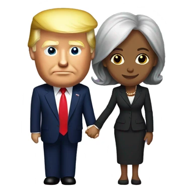 donald trump holding hands with kamala harris sticker