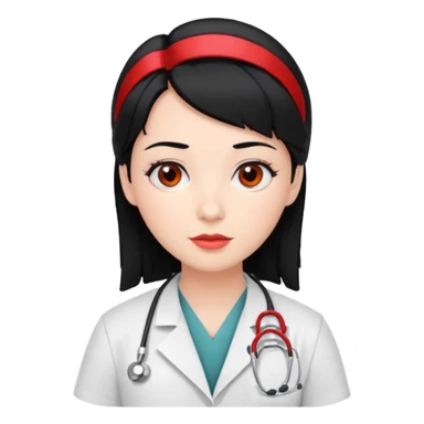 doctor with black hair and red hairclips  sticker