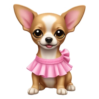 black & tan chihuahua puppy wearing a pink dress sticker