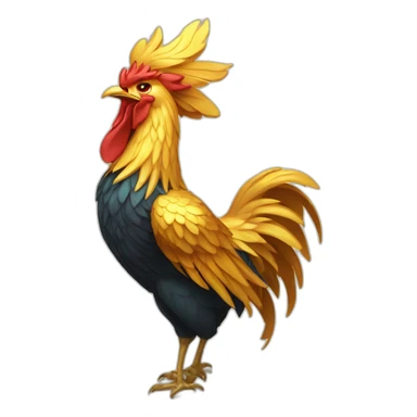 proud and howling golden phoenix rooster with a crown on its head sticker