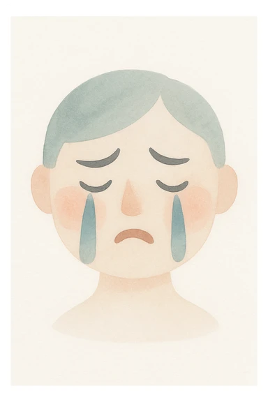 crying face, watercolor art style sticker