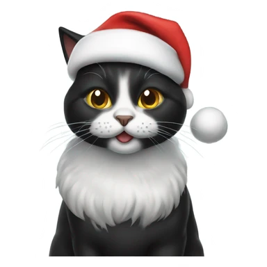 Black cat wearing a Santa hat sticker