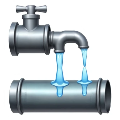 sewer steel shiny pipe with leaking water  sticker