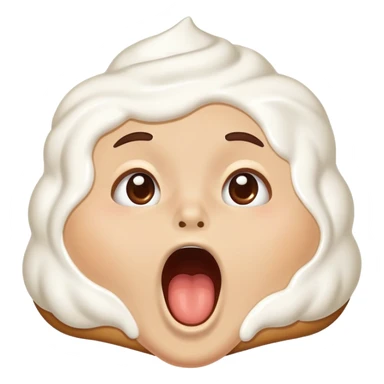 face with whipped cream on cheeks and nose, mouth open in surprise sticker