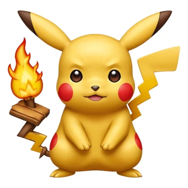 Un Pikachu rouge qui et triste avec des éclairs  sticker