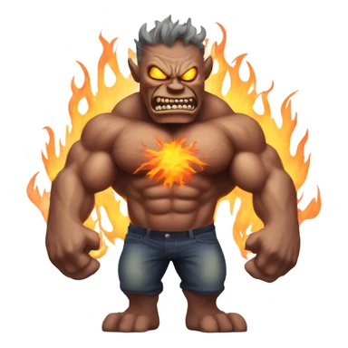 A very scary human Monster with Big muscle arms and flaming eyes  sticker