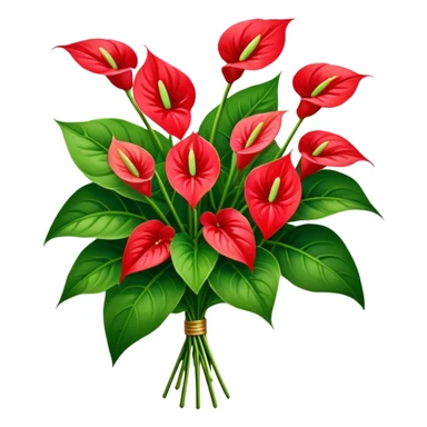 luxuriant, big bouquet Anthurium, stem, leaf sticker
