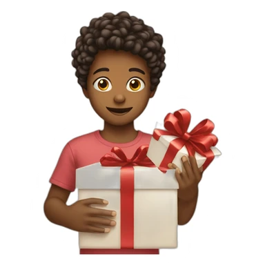 kid opening gift sticker