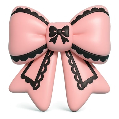 pink gothic bow in gothic style, vinyl figure, with lace and dark accents sticker