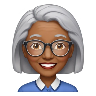 Elderly black woman teacher with gray hair and glasses sticker