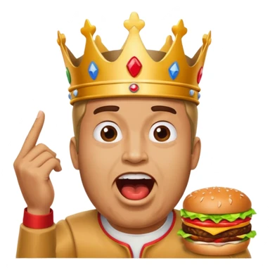man with a burger king crown sitting down yelling sticker