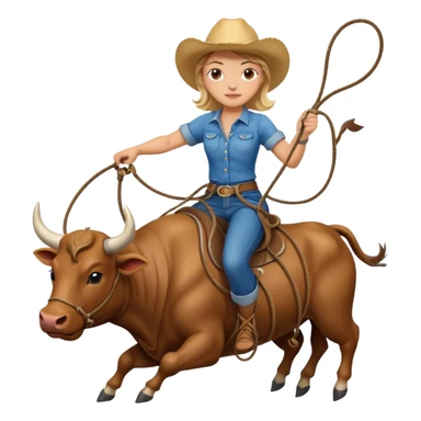 girl riding a bull with a lasso sticker