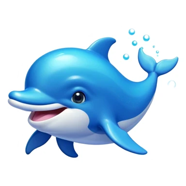 Cinematic Adorably Playful Dolphin Portrait Emoji, Bouncing joyfully through sparkling turquoise waves with a sleek, streamlined body of glossy blue skin, a wide, infectious smile, and bright, twinkling eyes that radiate pure delight, Simplified yet charmingly exuberant features, highly detailed, glowing with a radiant, bubbly aquatic glow, high shine, energetic and heartwarming, stylized with an air of whimsical ocean fun, soft glowing outline, capturing the essence of a super cute dolphin that seems ready to leap out of the screen spreading joy! sticker