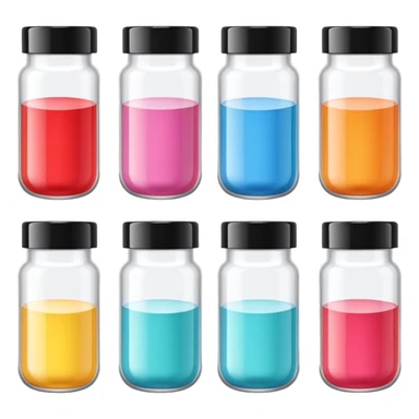 emoji of beauty tubes and jar with brand labels, minimalistic design sticker