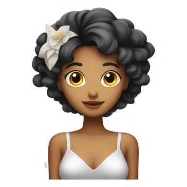 Chica latina con cabello negro lacio largo con alas de angel y aureola sticker