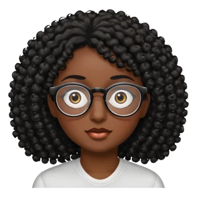 Visage avec les cheveux bouclés noir et des lunettes et des yeux zoomer sticker