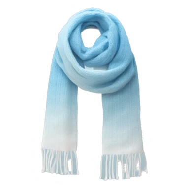 Realistic pastel blue to white ombre  winter scarf isolated. sticker