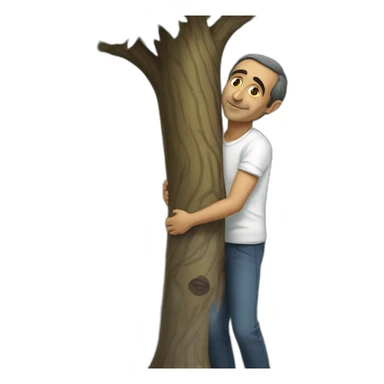 realistic eric zemmour hugging a tree sticker