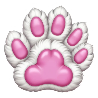 Fluffy white cat paw with six toes and claws sticker