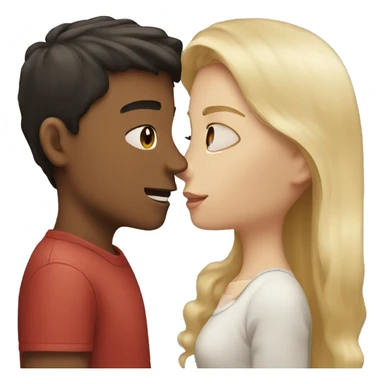 Two people kissing, boy with dark hair and girl with blonde hair, both light skin sticker