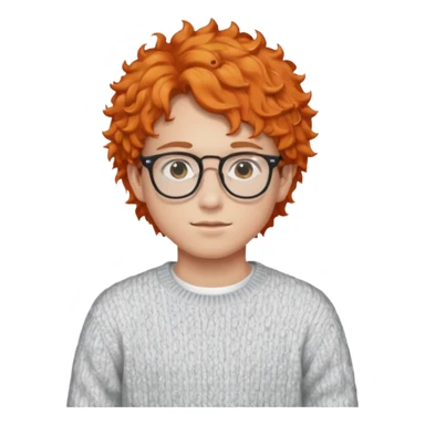 teen nerd orange hair boy curly orange hair wearing white shirt inside a sweater with glasses  sticker