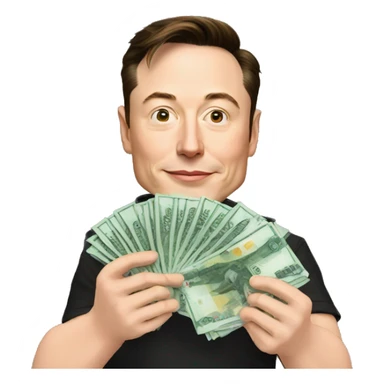 Elon Musk holds a stack of five thousand Russian banknotes in his hands sticker