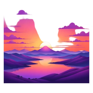 Epic beautiful orange-purple sunset dusk dawn sunrise gradient colorful sky aesthetic scenery scene full image  sticker
