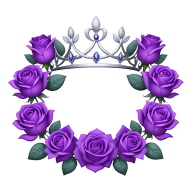 Purple rose with silver tiara and a purple emblem leaf wreath sticker