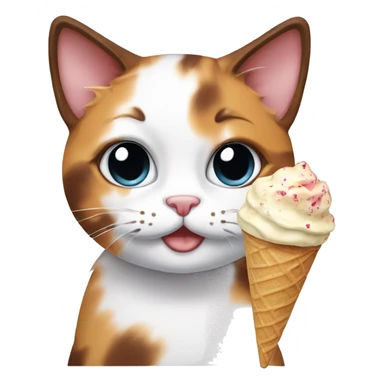 calico cat with icecream  sticker