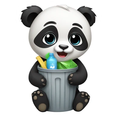 Baby panda with garbage  sticker