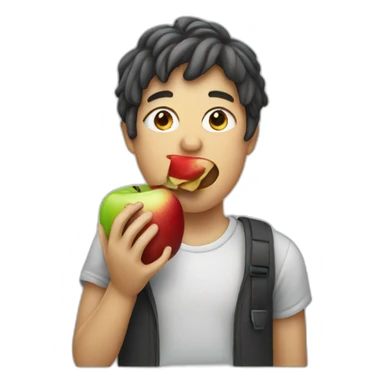 Someone eating an apple sticker